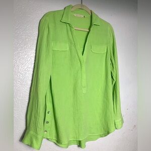 Soft Surroundings Textured Green Tunic Top L